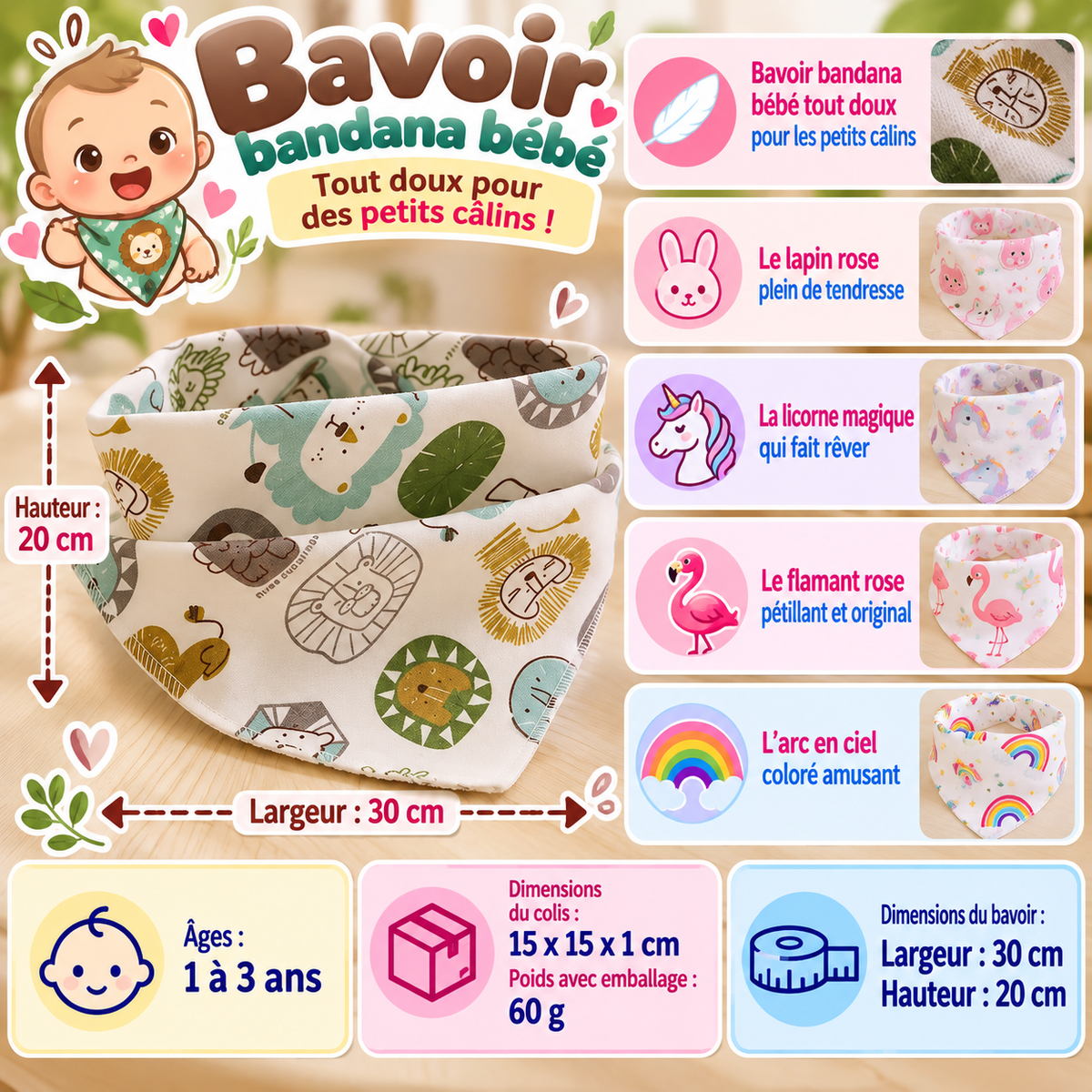 Bavoirs bandana | Coton Naturel