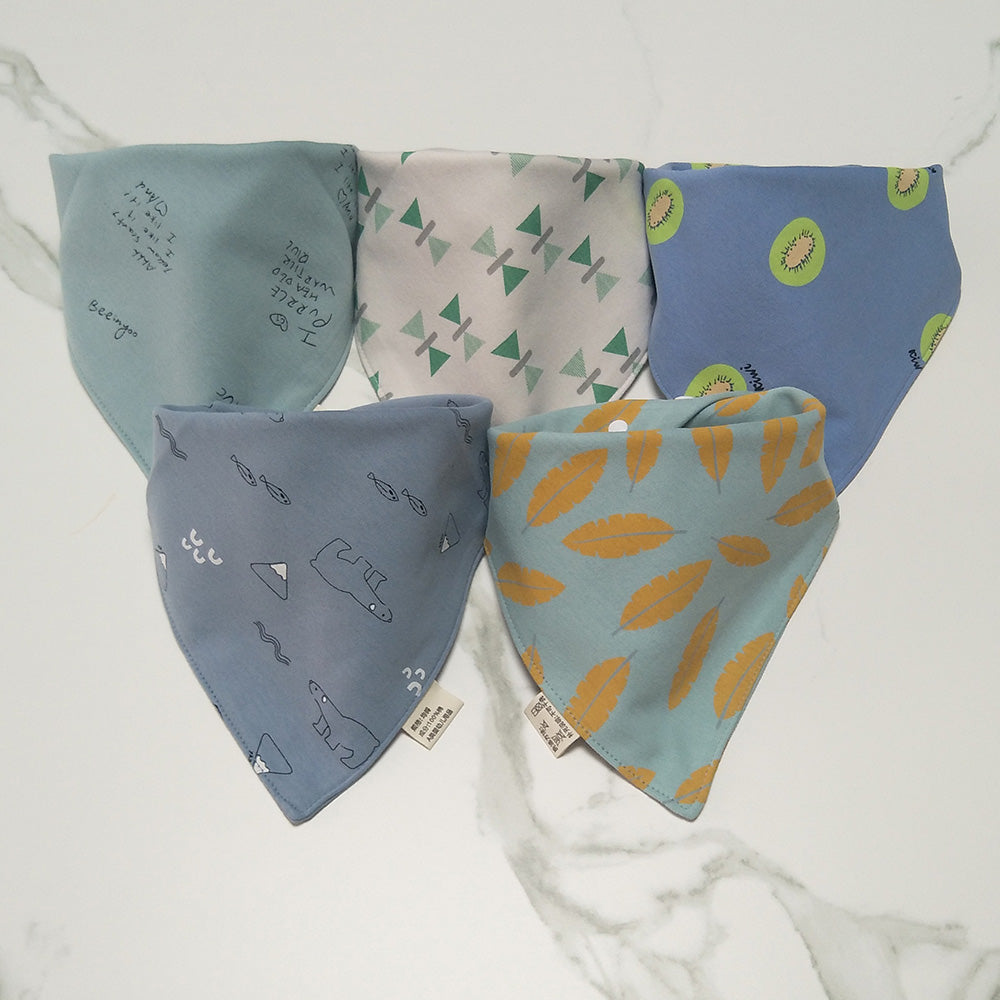 Bavoir bandana coton bleu kiwi