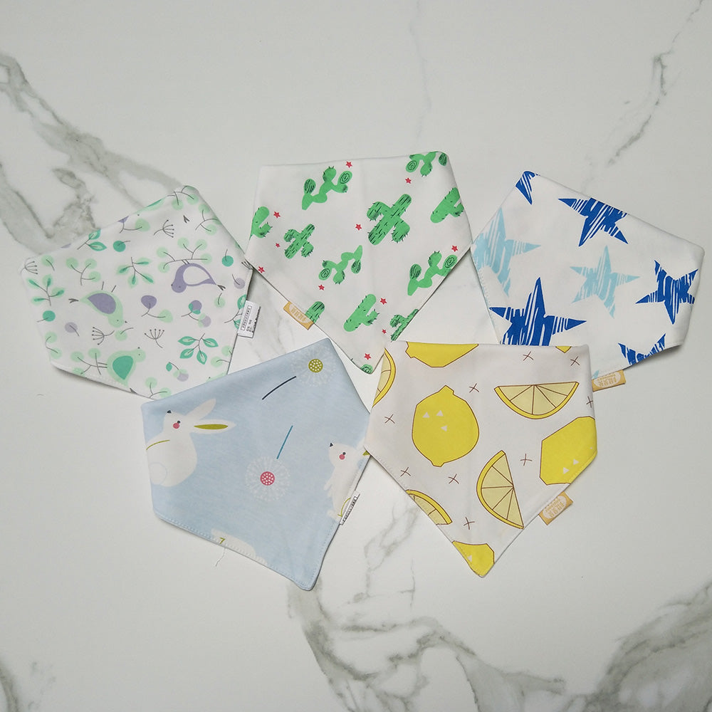 Bavoir bandana coton citron cactus