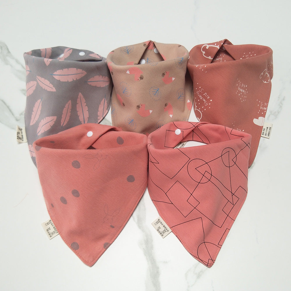Bavoir bandana coton rose fonce