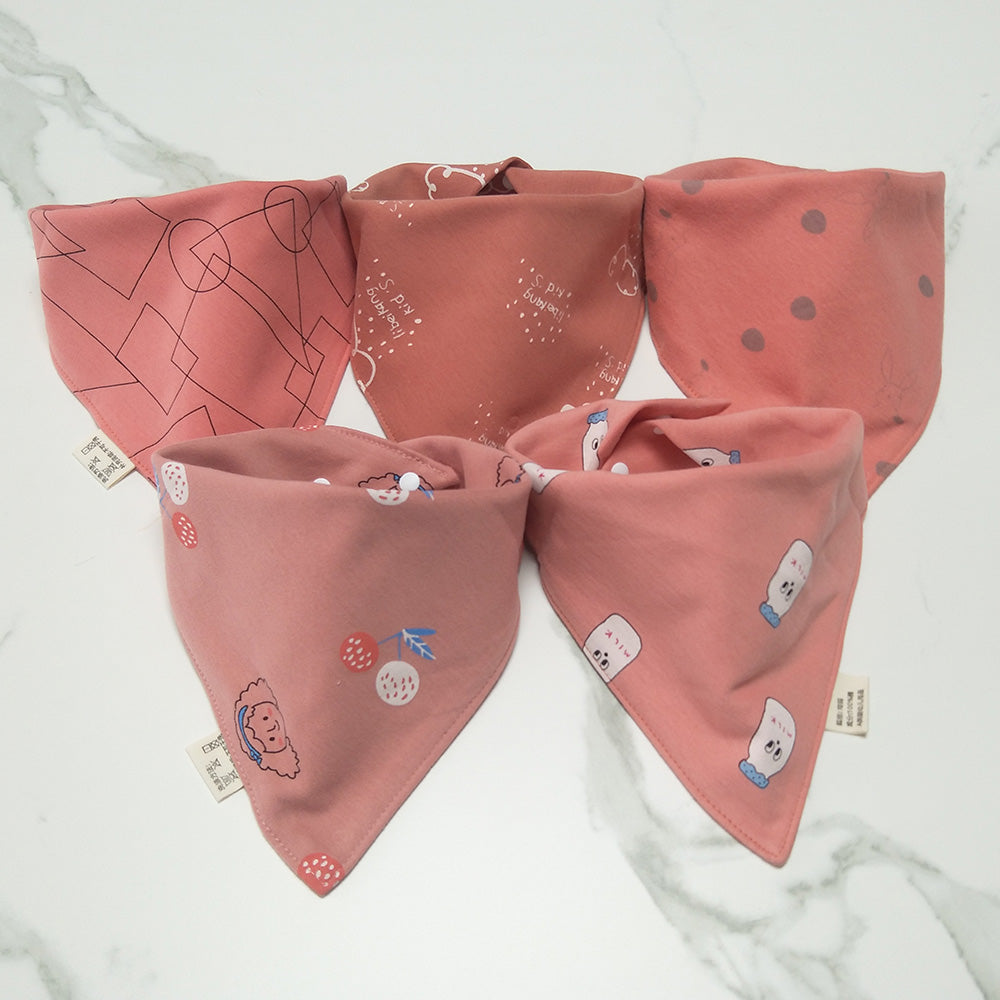 Bavoir bandana coton roser