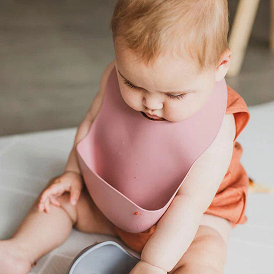 Bavoir bébé silicone rose