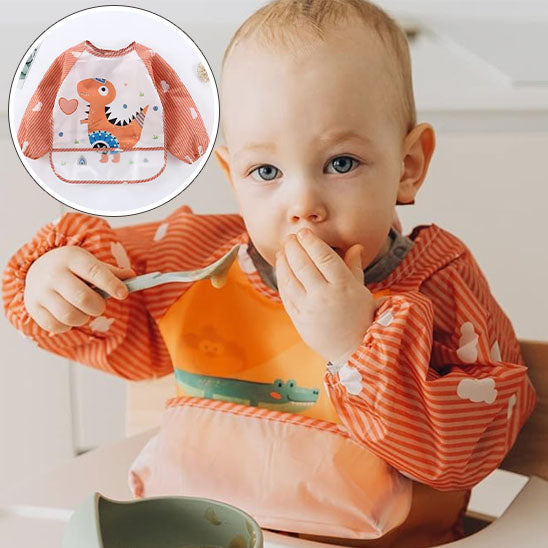Bavoir bébé imperméable manche longue orange alligator