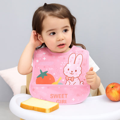 Bavoir bébé imperméable dessin animé rose