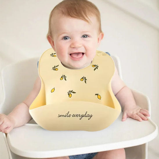 Bavoir bébé silicone imperméable jaune
