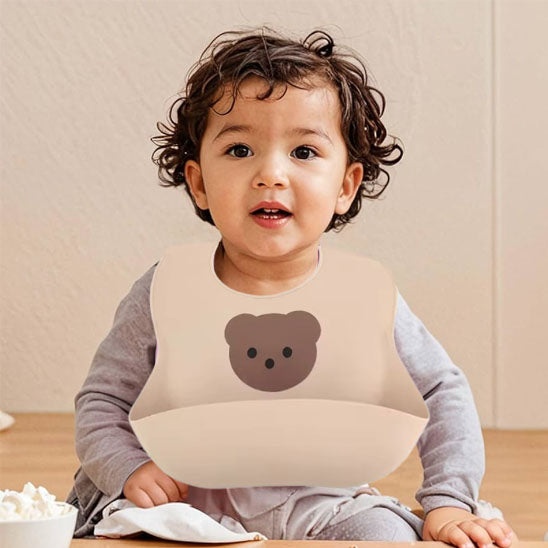 Bavoir bébé silicone imperméable ourson