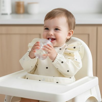 Bavoir manche longue blanc