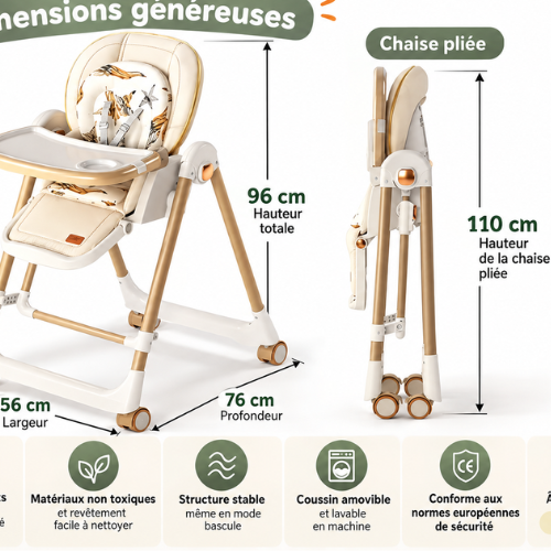 Chaise haute bébé dimensions