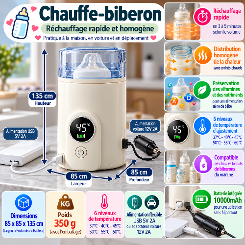 Chauffe biberon dimensions