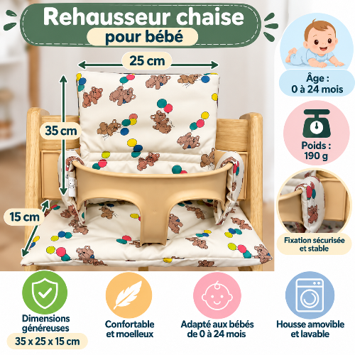 Rehausseur chaise ballon ourson dimensions