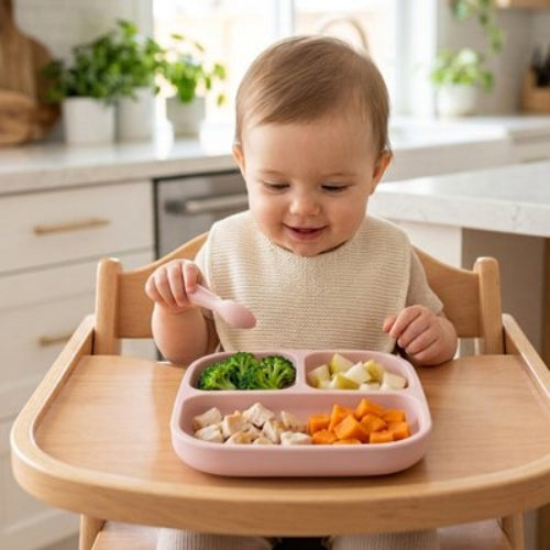 Assiette bébé ventouse Repas autonomes sans renversements rose pâle
