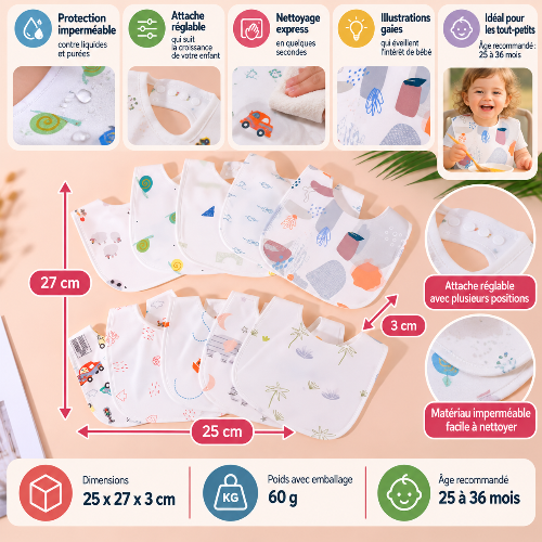 Bavoir bébé coton dimensions