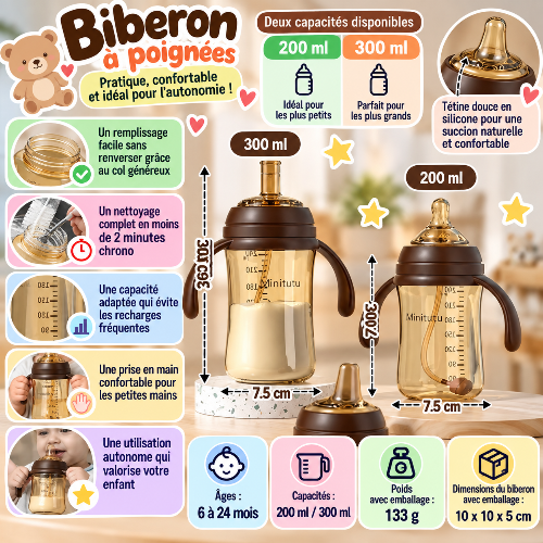 Biberon avec poignées inforgraphie