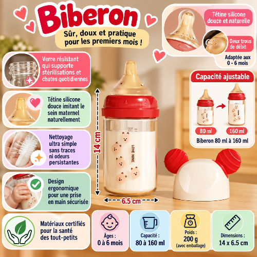 Biberon doux pratique dimensions