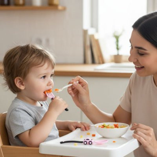 Couvert bébé ergonomique sécurisé amusant rose