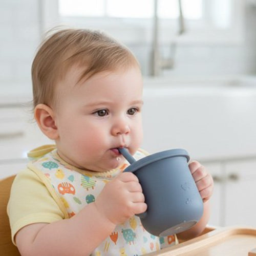 Gobelet bébé paille bleu