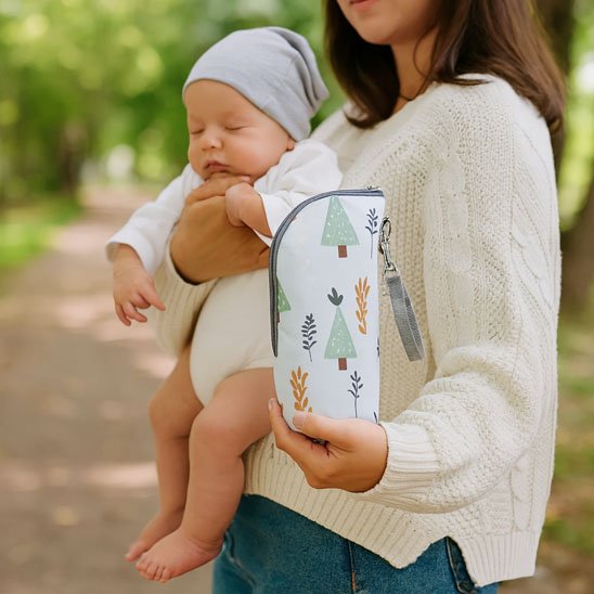 Porte biberon nomade avec maman
