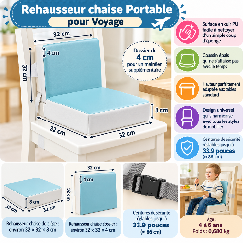 Rehausseur chaise portable pour voyages dimensions