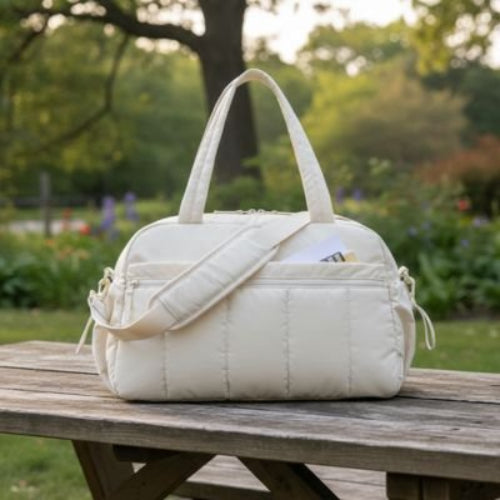 Sac à langer bébé multipoches blanc