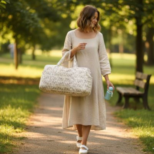 Sac à langer multicompartiments avec fleurs