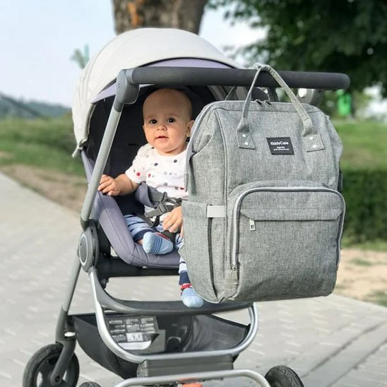 Sac à langer multipoches pour bébé-gris