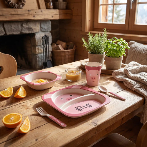 Vaisselle pour bébé en bambou cochon