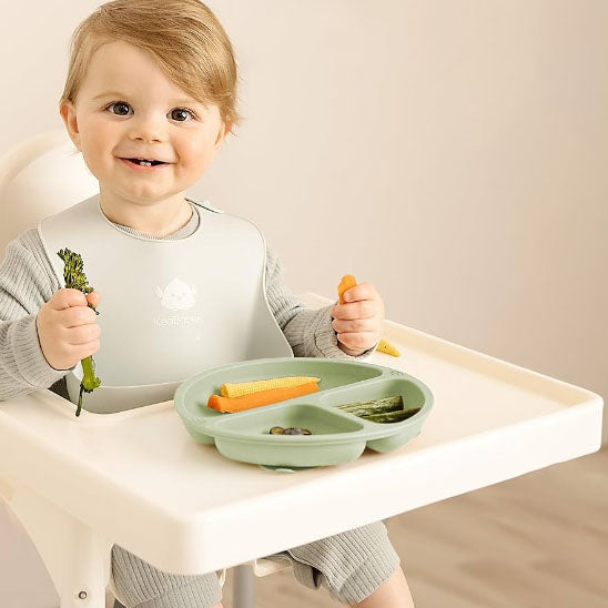 Assiette bébé Antidérapante Ergonomique vert