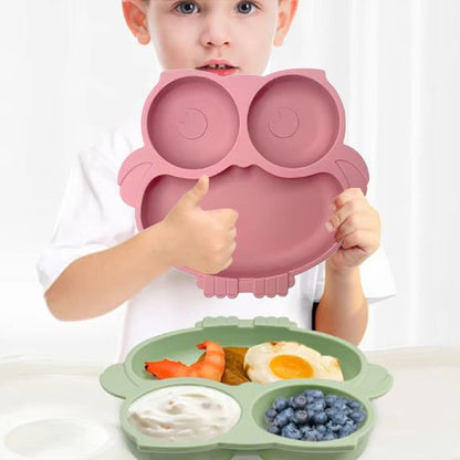 Assiette bébé Léa hibou rose