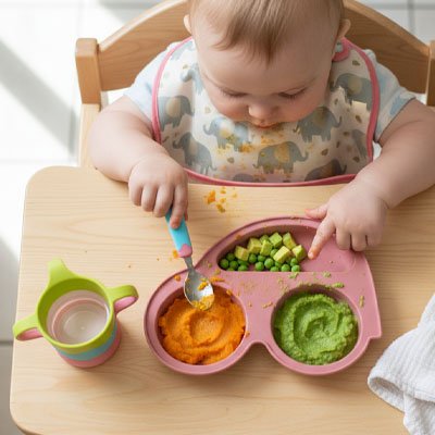 Assiette bébé ventouse SecureMeal avec puré