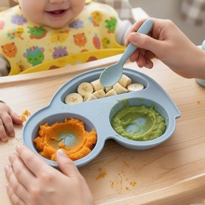 Assiette bébé ventouse SecureMeal bleu