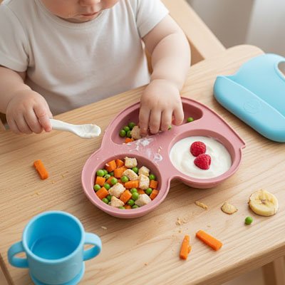 Assiette bébé ventouse SecureMeal rose