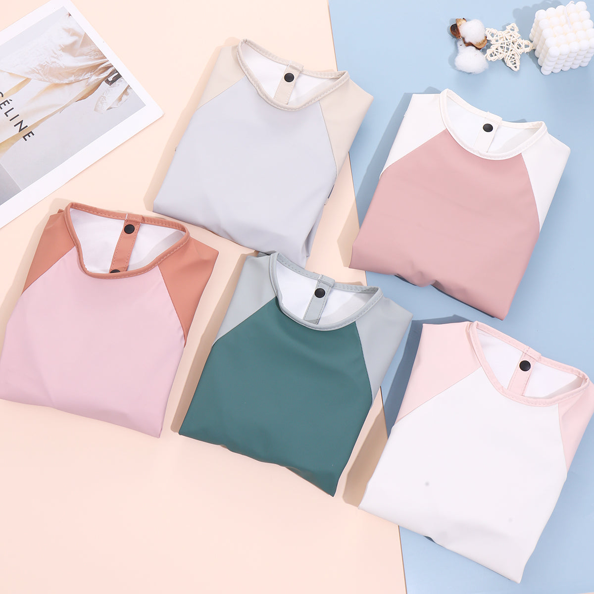 Bavoir Bébé Manche Longue Blanc