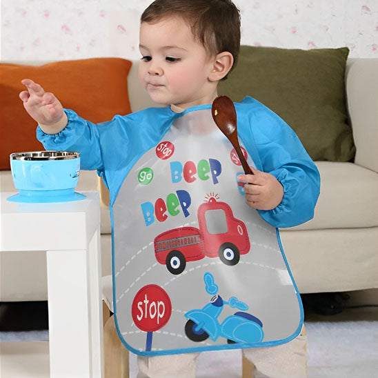 Bavoir bébé manche longue Bleu Pale