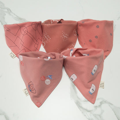 Bavoir bandana coton roser