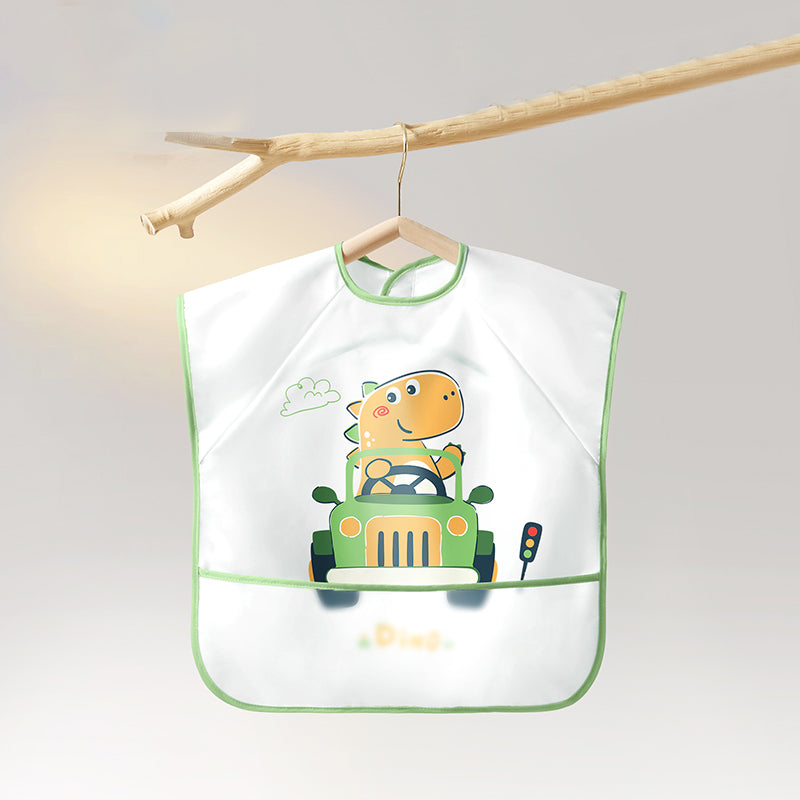 Bavoir bébé imperméable animaux dinausore jaune