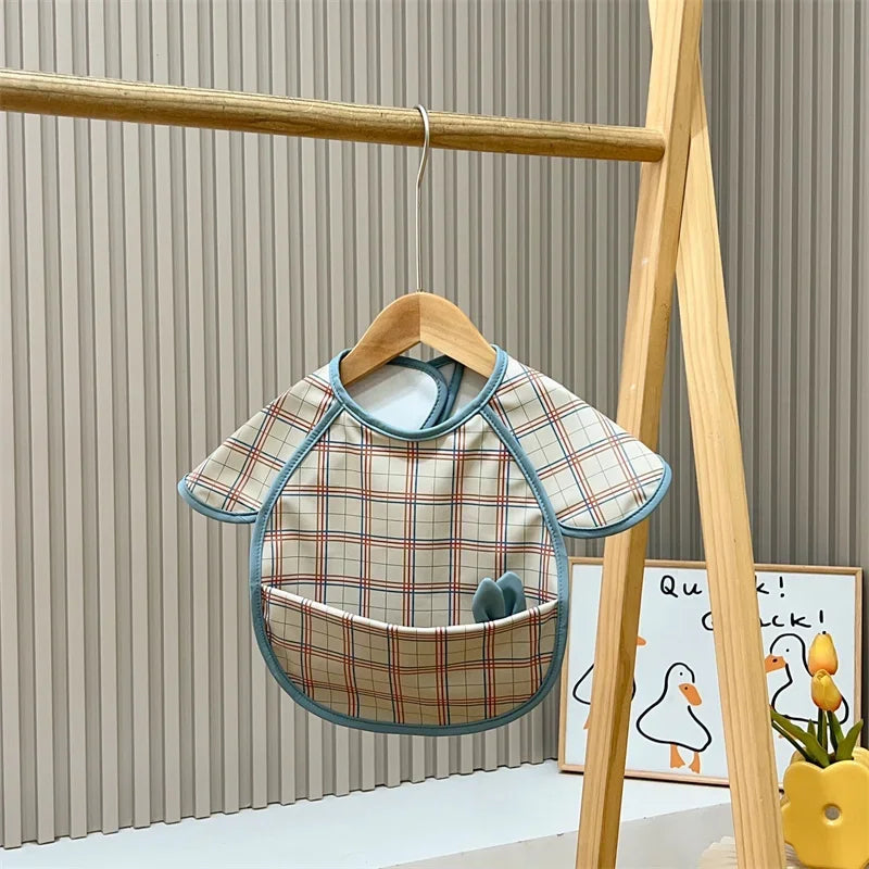 Bavoir bébé imperméable empreint animaux bleu