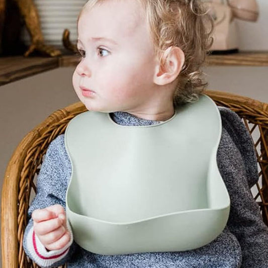 Bavoir bébé silicone gris bleu