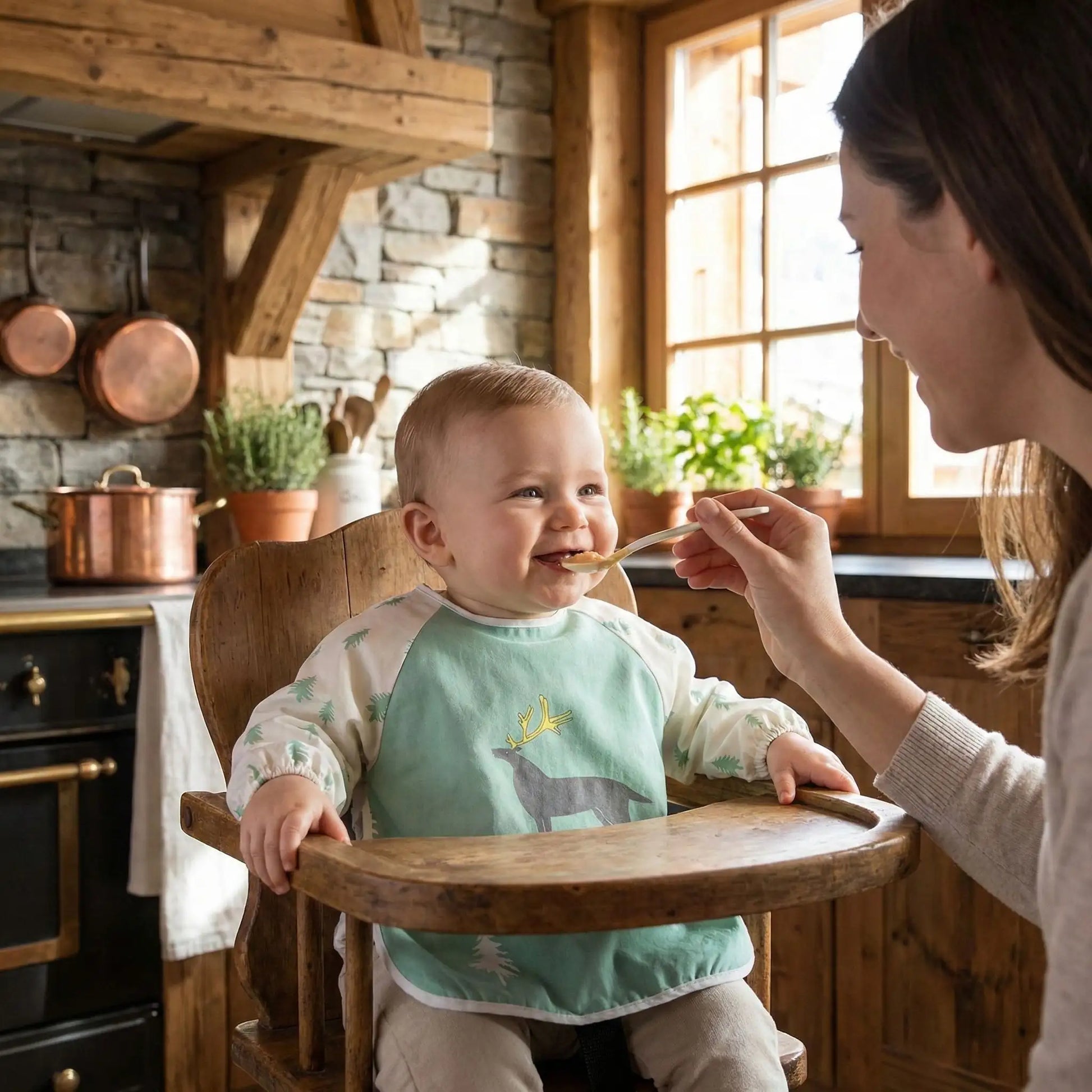 Bavoir imperméable bébé Olivia avec orignale