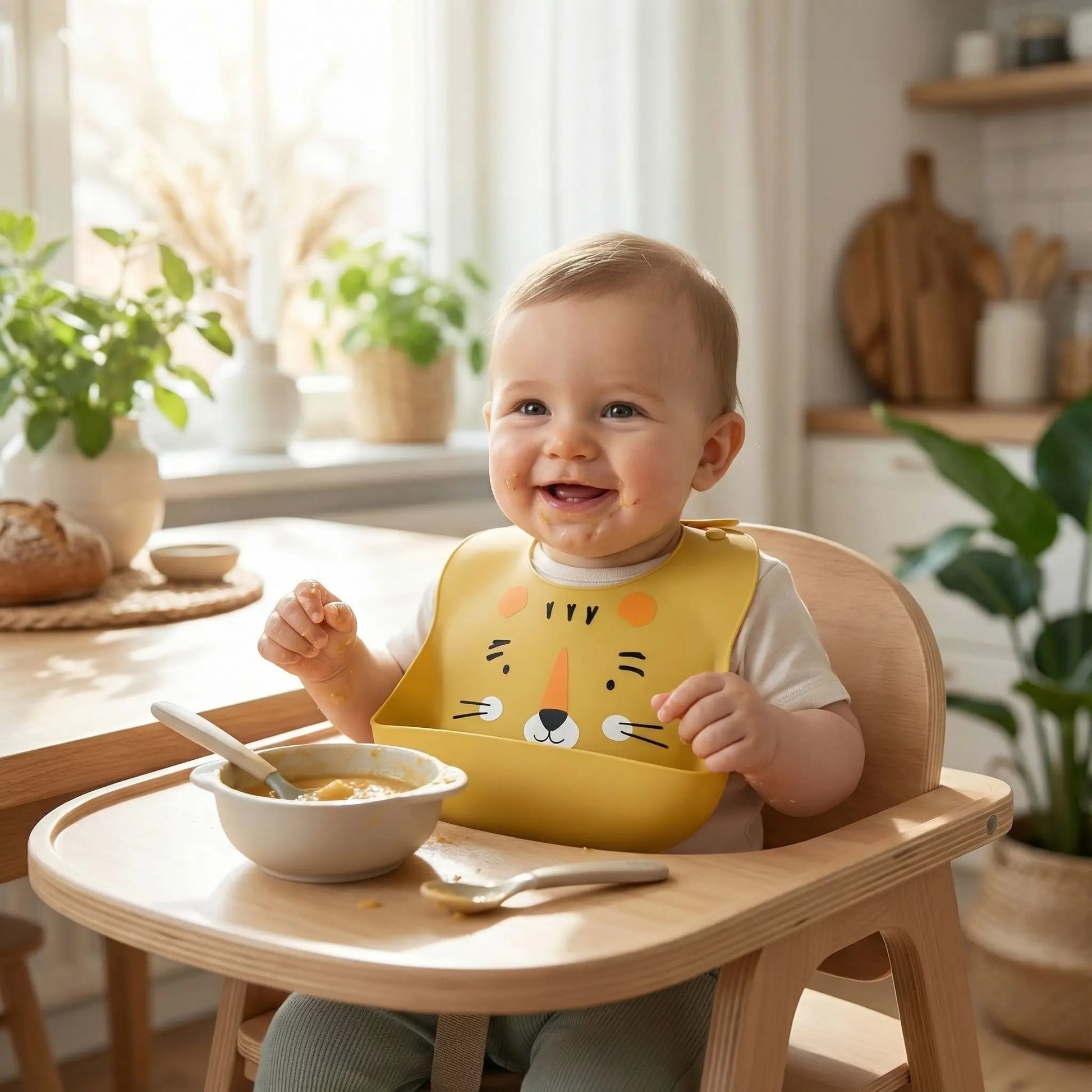 Bavoir imperméable bébé jaune