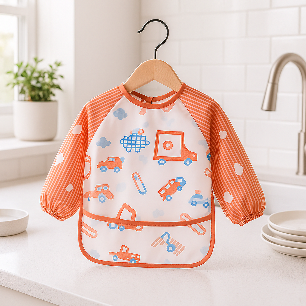 Bavoir manche longue imperméable Benoit orange