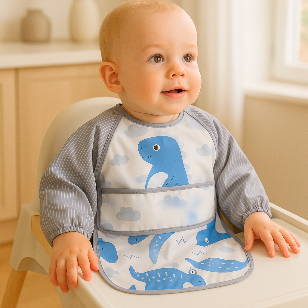 Bavoir manche longue-imperméable-Benoit gris