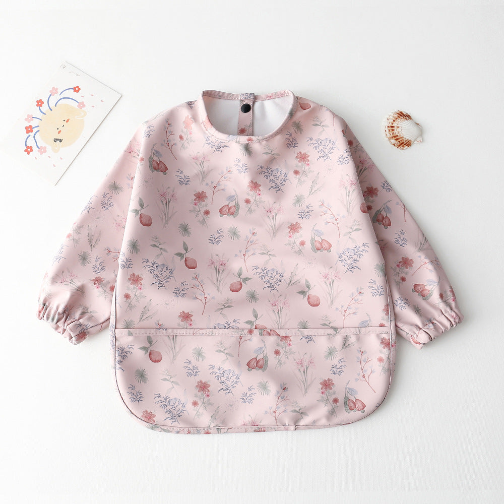 Bavoir manches longues imperméables Virginie rose