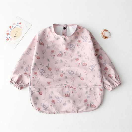 Bavoir manches longues imperméables Virginie rose