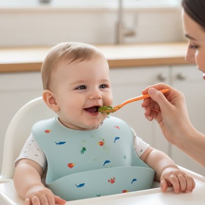 Bavoir silicone bleu