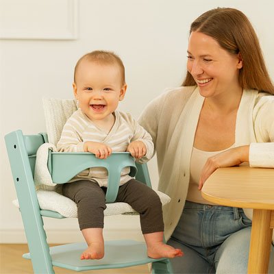 Chaise haute coussin pour bébé avec maman