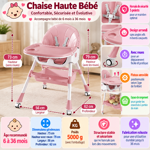 Chaise haute dimensions