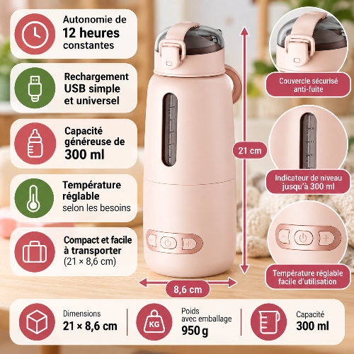 Chauffe biberon portable dimensions
