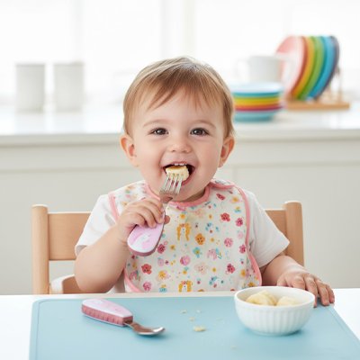 Couvert bébé​ Ergonomique sabelle rose