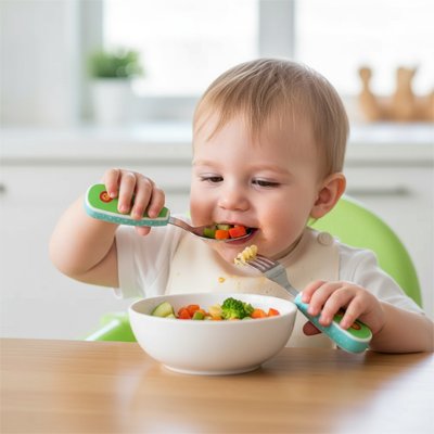 Couvert bébé​ Ergonomique Isabelle vert