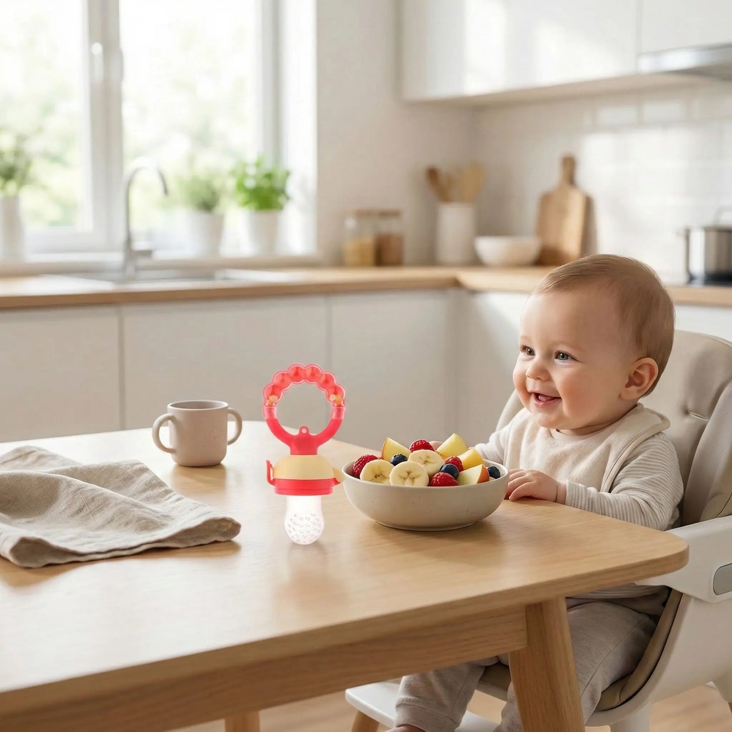 Grignoteuse bébé Charlie securitaire silicone sans-BPA rouge